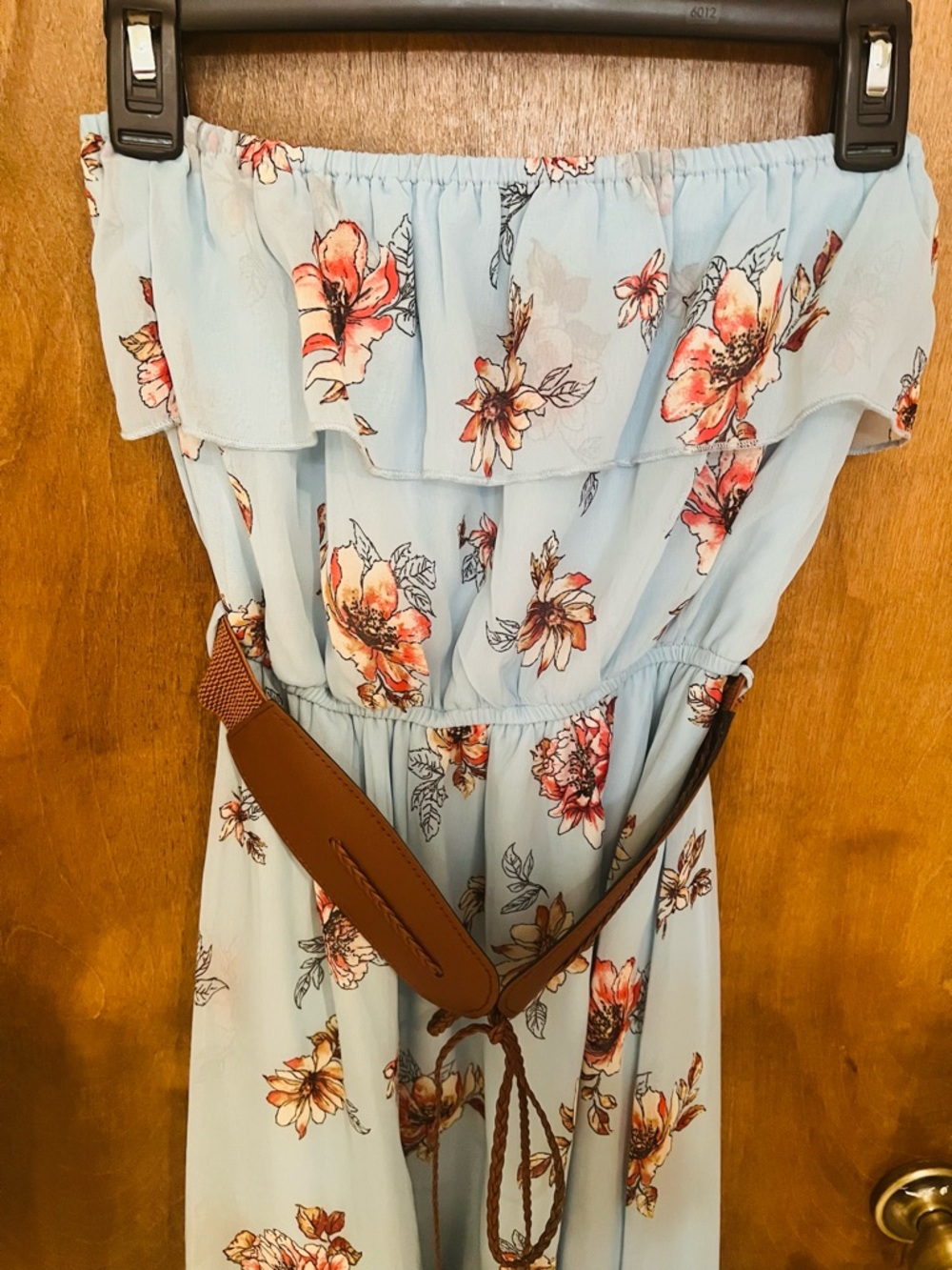 NWT Rue21 Light Blue Floral Midi Dress with Coral Accents - Picture 3 of 4